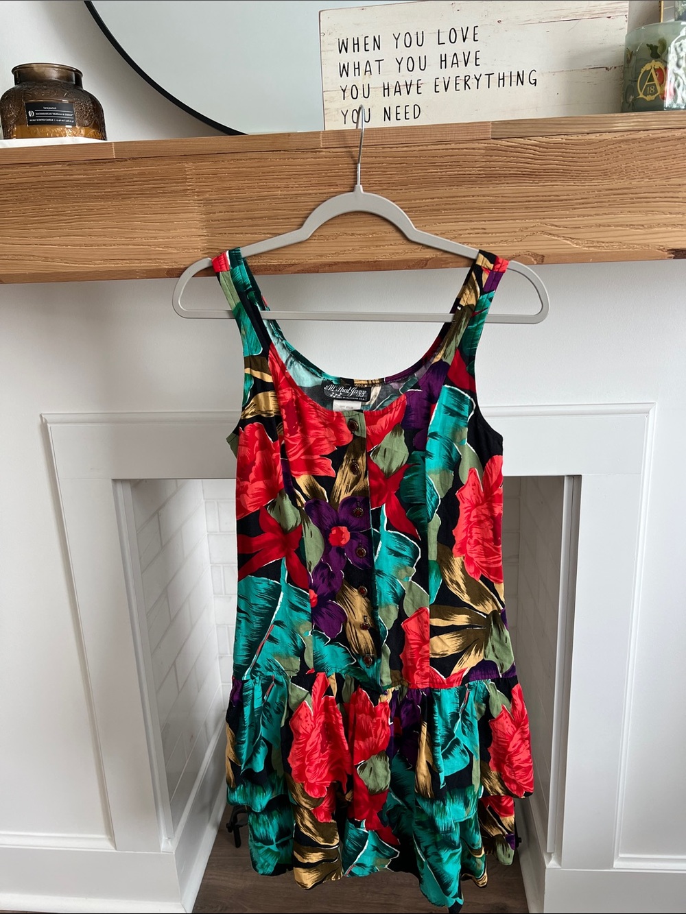 Vintage Multicolor Floral Tiered Sundress - Red, Teal, Purple, black